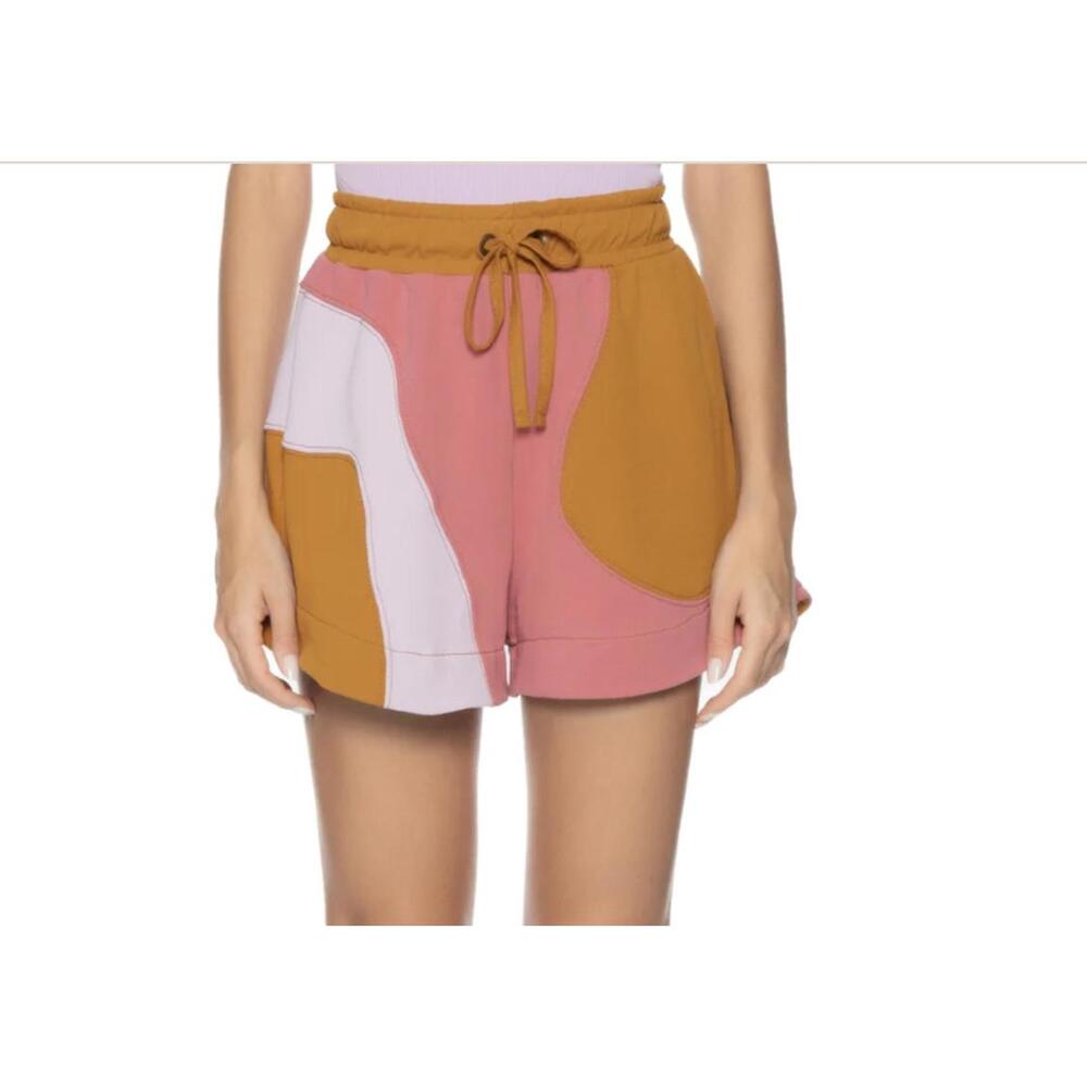Farm Rio Colorblock NWT Shorts XS Color Block High Waist Drawstring Moletom